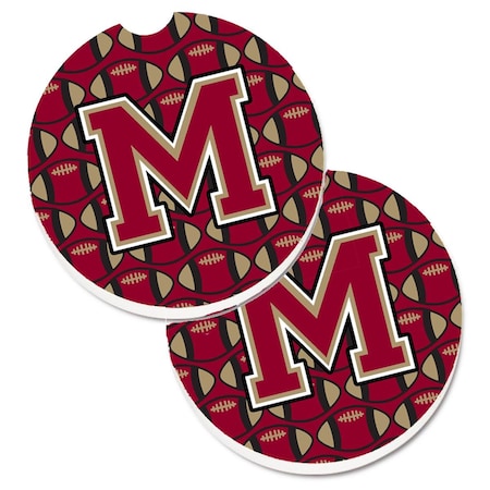 Carolines Treasures Letter M Football Garnet and Gold  Cup Holder Car Coaster, PK2 CJ1078-MCARC